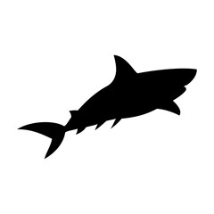 Shark silhouette flat illustration on isolated background