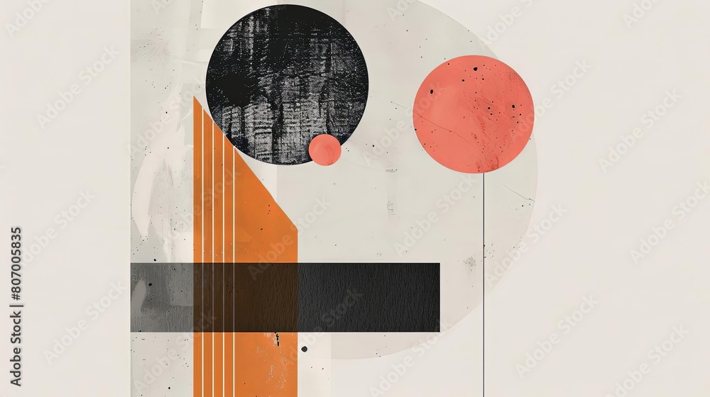 Poster clean and modern abstract composition with celestial shapes on a isolated background