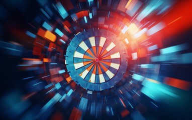 an abstract target background, where a dart pierces the bullseye, symbolizing success and the fulfillment of business goals.