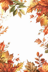 Beautiful Autumn Leaves Border Creating Frames For Seasonal Designs With Space For Text. invitation card