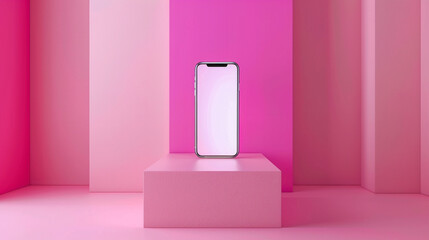 Modern smartphone mockup in front of pink colored background