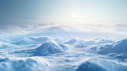 Fototapeta premium Winter landscape with a frozen terrain ice captures the chill of the season, Sharpen banner template with copy space on center
