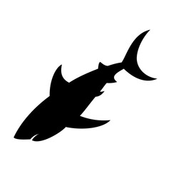 Shark silhouette flat illustration on isolated background