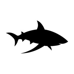 Shark silhouette flat illustration on isolated background