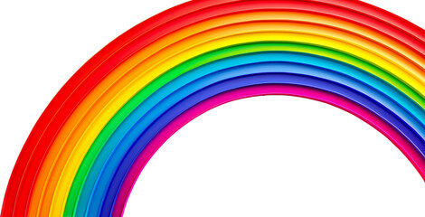 Vibrant abstract wave rainbow design cut out on transparent background