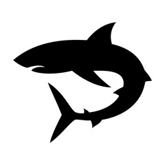 Shark silhouette flat illustration on isolated background