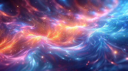 Fototapeta premium Vibrant Cosmic Energy Fields: Abstract Art Depicting Universe in Motion