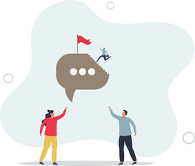 manager giving guidance advice for coworker to reach goal.flat vector illustration.