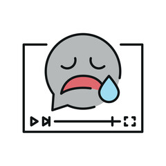 Drama film genre line black icon.