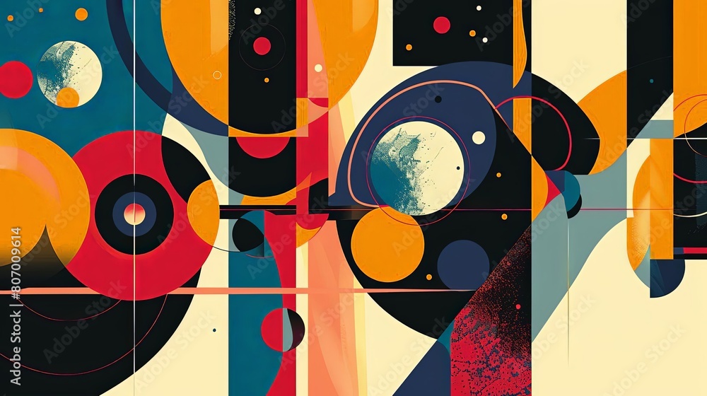 Aufkleber clean and modern abstract composition with intergalactic shapes and colors