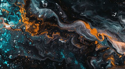 Marble abstract acrylic background. Blue marbling artwork texture. Agate ripple pattern. Gold powder