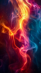 Imitation of polar auroras with shimmering colors and ethereal movement