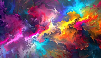 Creating abstract art with vibrant colors and textures, applying background paint for fractal graphics