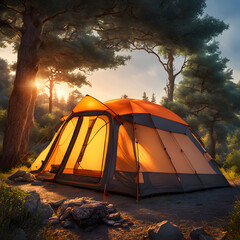 Camping with a tent, ai-generatet