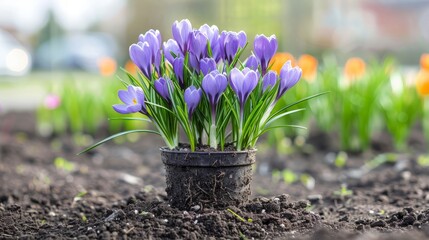 Purple Crocus Flowers in Spring High quality photo