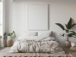 The bed is made of soft materials and the sheets are white