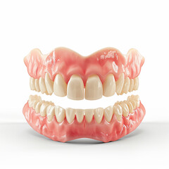Obraz premium A set of dentures with a partial metal framework. The teeth are made of a white material.