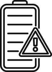 Attention empty battery icon outline vector. Charging process. Volume strength