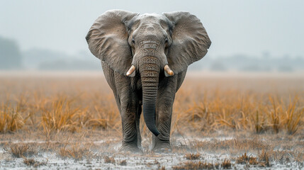 elephant in safari - obrazy, fototapety, plakaty