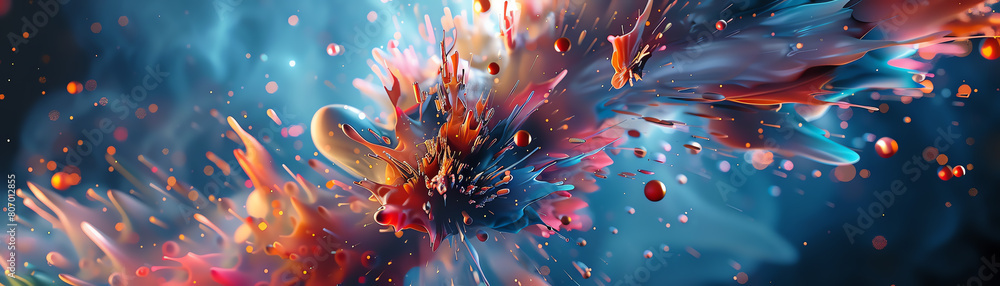 Poster capture the dynamic fusion of abstract shapes in a side view composition