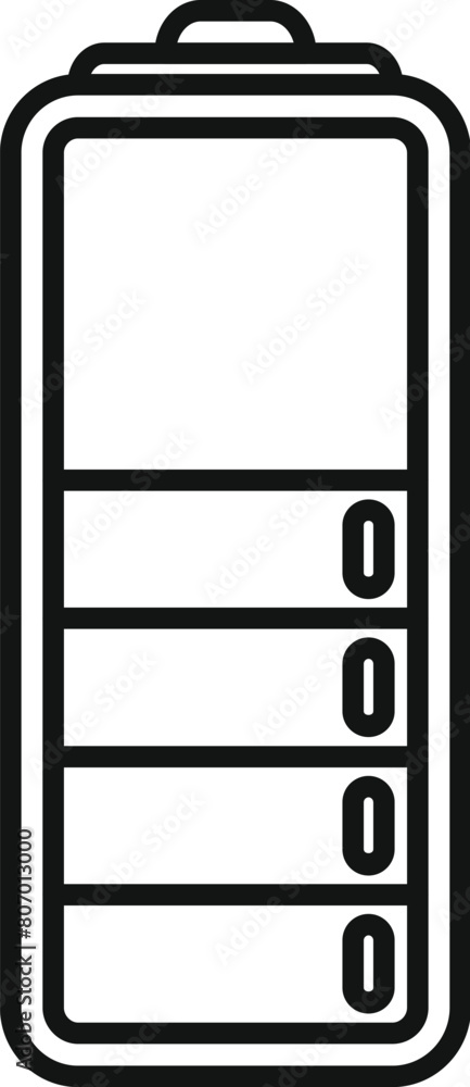 Poster half power battery icon outline vector. charging interface. shape step up