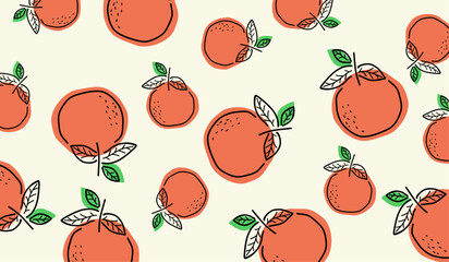 Cute orange fruits pattern background vector design
