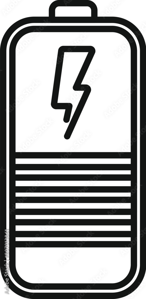 Poster charging battery status icon outline vector. electrical cell. device step up