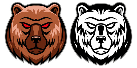 Angry bear head. Logo sport. Mascot