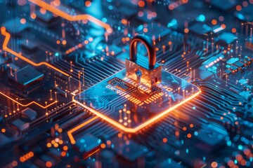 Fototapeta premium Safe, secure technology practices enhance user privacy and protect server systems through decentralized cyber security auditing.