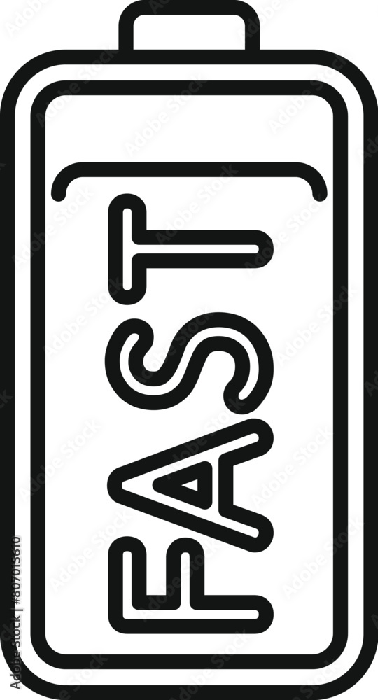 Poster fast battery charging icon outline vector. mobile electric. level save indicator