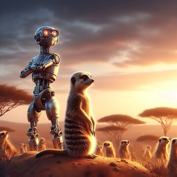 Alien und Erdm&auml;nnchen in der W&uuml;ste