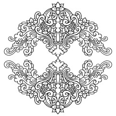 Floral and fauna traditional ornament Hand drawn illustration vector