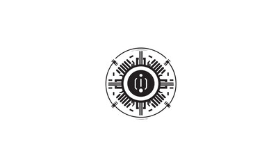 technology logo black simple flat icon on white background