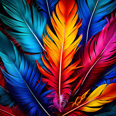 colorful fluffy bird feathers, ai-generatet