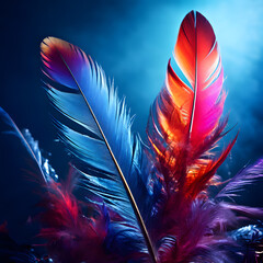 colorful fluffy bird feathers, ai-generatet