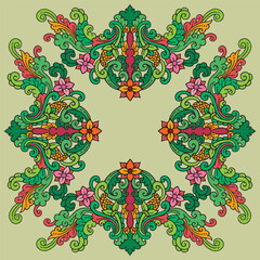 Floral traditional ornament Hand drawn illustration vector