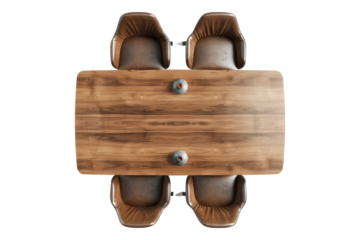 Top view of dinning table isolated on transparent background