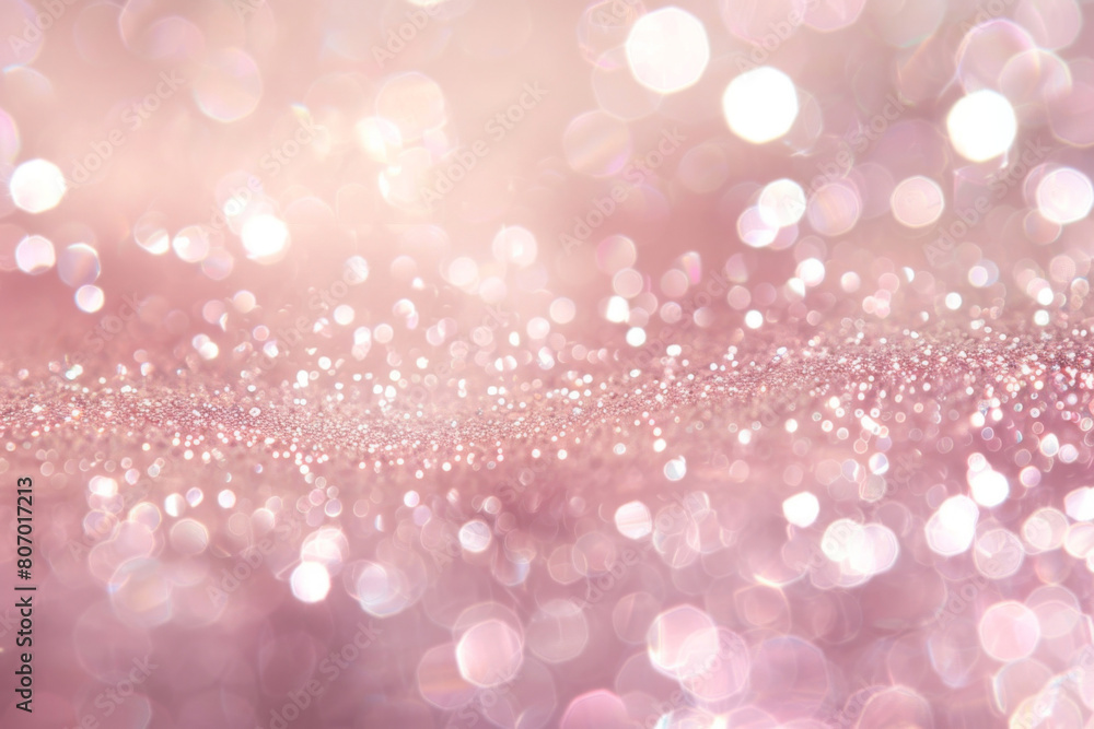 Poster high-resolution image showcasing a mesmerizing backdrop of pink glitter sparkles gently fading on a 