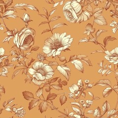 Elegant Vintage Floral Pattern on Warm Beige Background
