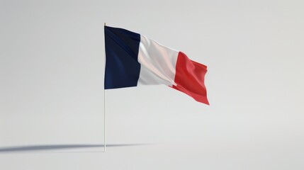 Elegant French Tricolor Flag Waving on a Clean Background