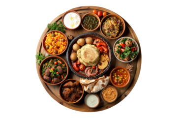 Traditional Levantine cuisine isolated on transparent background