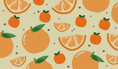 Cute orange fruits pattern background vector design
