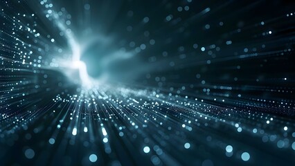Fototapeta premium Glowing Lines on Abstract Dark Background for Modern Technology Business Advertising. Concept Glowing Lines, Abstract Background, Modern Technology, Business Advertising, Dark Aesthetics