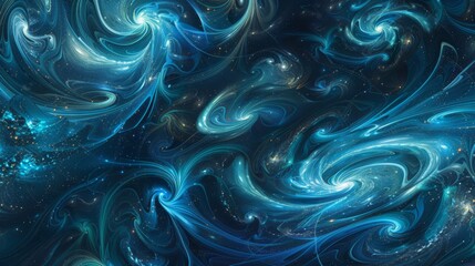 Obraz premium Enchanting Cosmic Swirls in Deep Blue Space Background