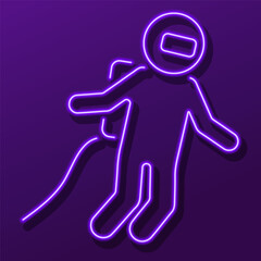 astronaut neon sign, modern glowing banner design, colorful modern design trend on black background. Vector illustration.