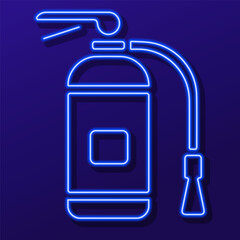 fire extinguisher neon sign, modern glowing banner design, colorful modern design trend on black background. Vector illustration.