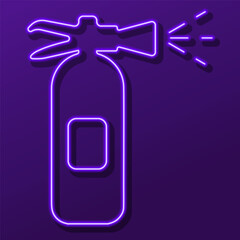 fire extinguisher neon sign, modern glowing banner design, colorful modern design trend on black background. Vector illustration.