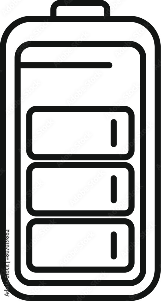 Poster acid indicator battery icon outline vector. cell power. progress positive