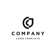 Obraz premium Initial Letters CJ J C JC with Circular Optical Shape Line Art Logo Design