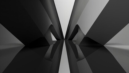 A symmetrical design of two monochrome shapes arranged in parallel